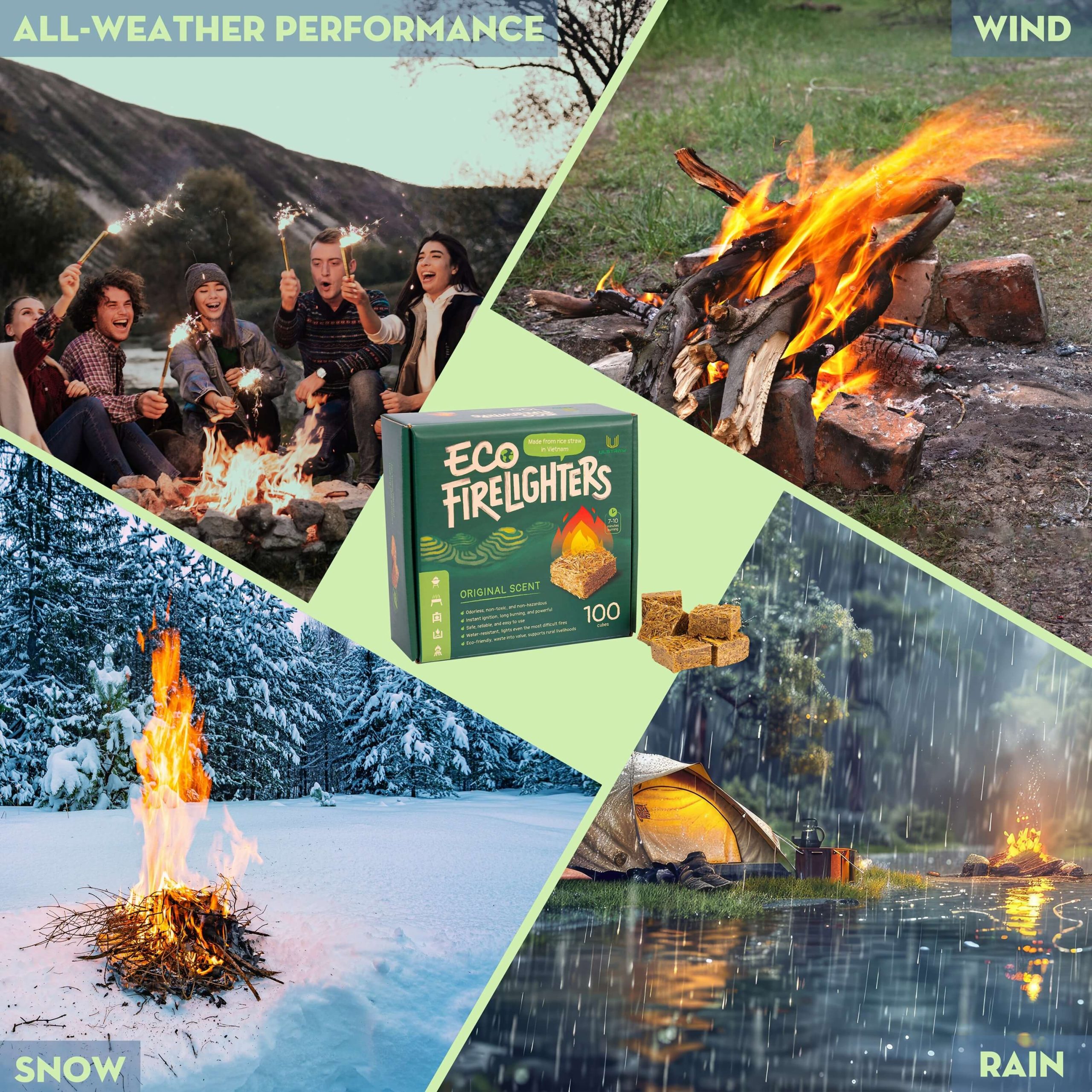 ULSTRAW Eco Fire Starters, fire plugs fire starter, fire logs for indoor fireplace, strike a fire starter sticks, firestarters for woodstoves